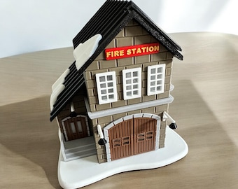 3D Printed Christmas Village Fire Station Diorama with LED