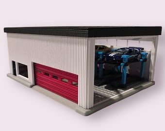 3D Printed Die Cast Diorama 1/64 Scale Garage Display