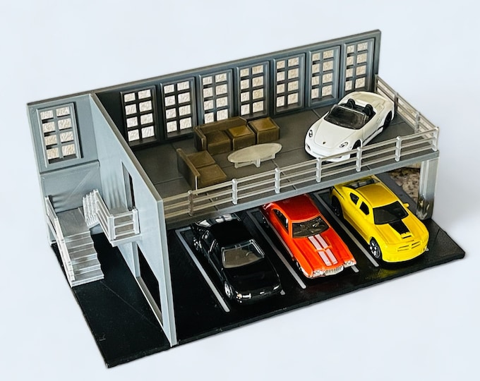 Featured listing image: Die Cast Diorama | 3D Printed Showroom | 1/64 Scale Display