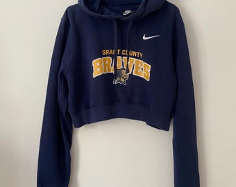 ヴィンテージナイキクロップドパーカー、グラントカウンティブレーブスリワークスウェットシャツ（S/M）美しくスタイリッシュ