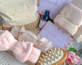 Confezione regalo coccole per lei Confezione regalo di compleanno unica per donna Cesto regalo per la mamma Confezione regalo per la cura di sé Scatola per proposta di damigella d'onore Migliore amica