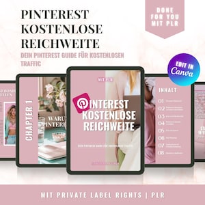 Pinterest Guide - Free reach ebook with PLR, sell digital products, ebooks plr german, social media, template canva german