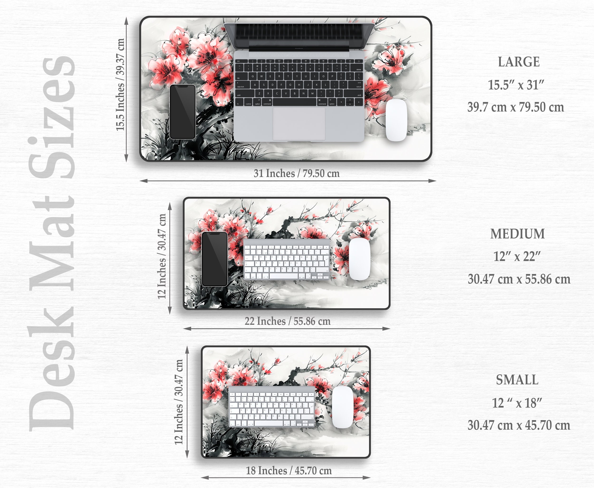 Japanese Desk Mat Floral Aesthetic Cherry Blossom Tree Art Deskmat Pink