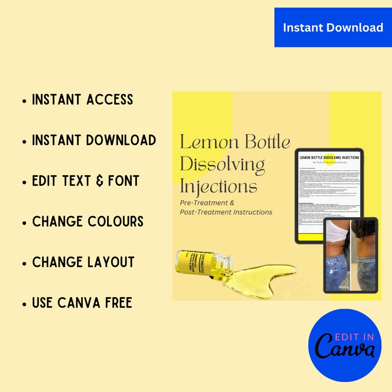Lemonbottle Printable Lemon Bottle Fat Dissolve Instructions, Editable Prepare and Aftercare ...