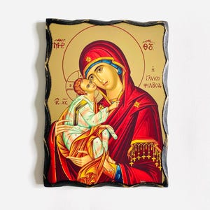 Virgin Mary The Sweet Kiss Orthodox icon, St Mary Sweet Kissing, Blessed Virgin Mary Icon