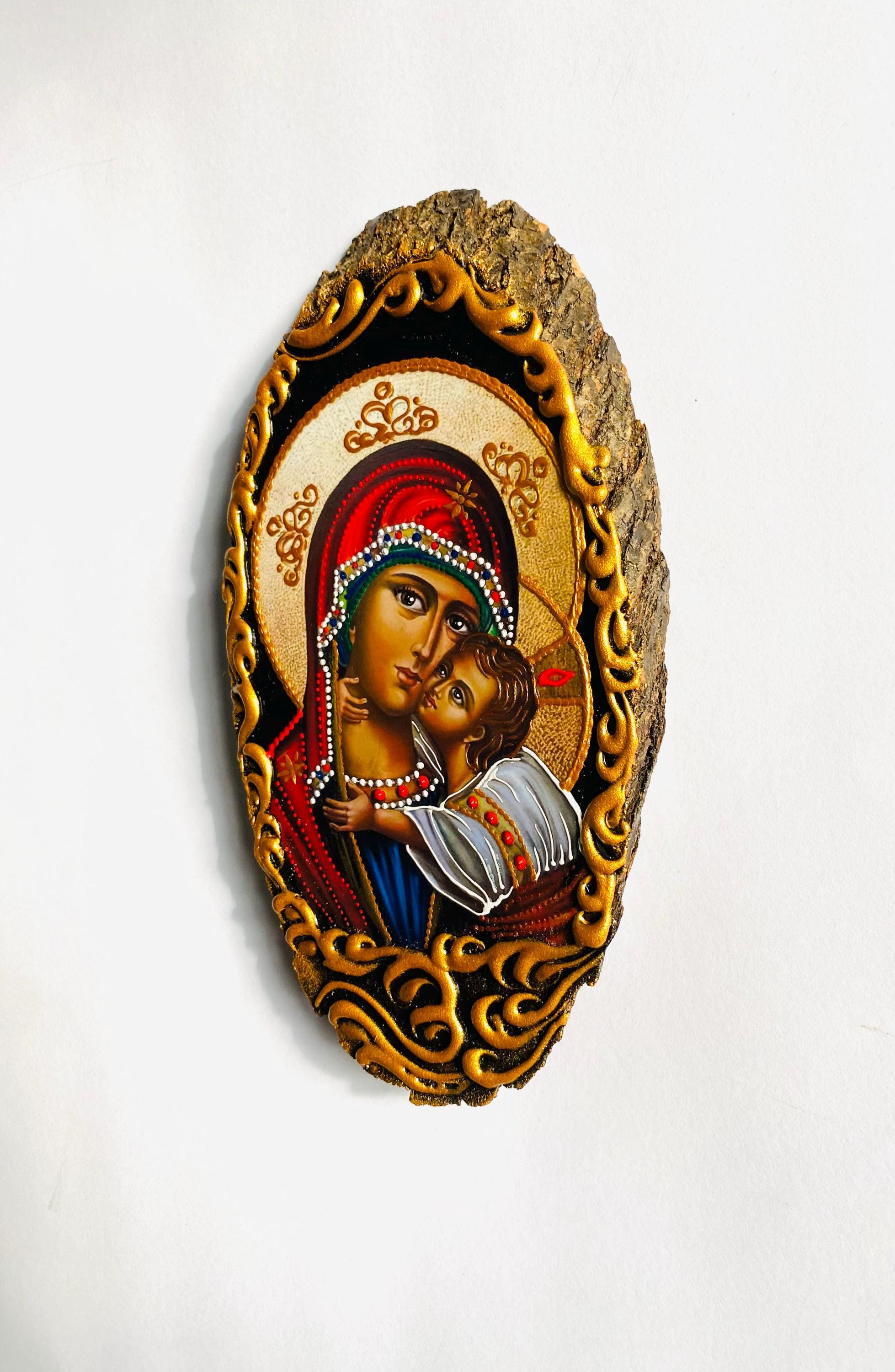 Virgin Mary the Sweet Kiss Orthodox Icon, St Mary Sweet Kissing ...