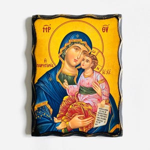 Virgin Mary The Sweet Kiss Orthodox icon, St Mary Sweet Kissing, Blessed Virgin Mary Icon