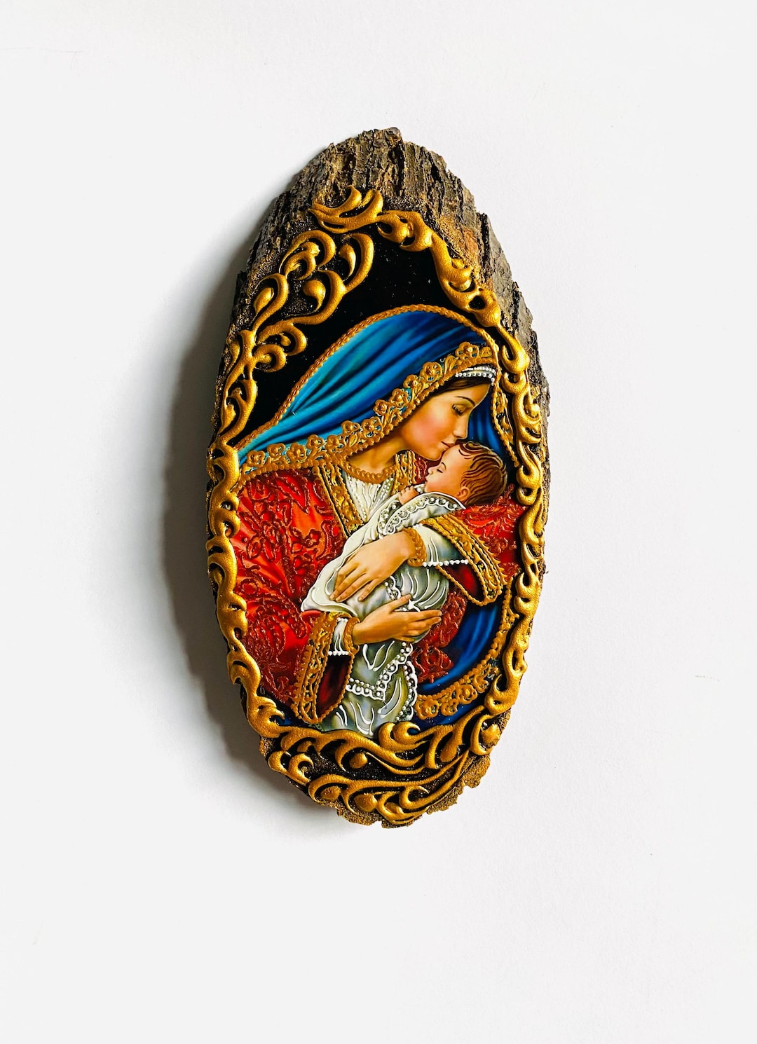 Virgin Mary the Sweet Kiss Orthodox Icon, St Mary Sweet Kissing ...
