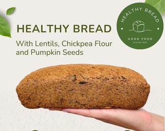 Healthy Lentil Bread, Protein Bread, Vegan, Paleo, Gluten Free, Grain Free, Wheat Free, Sugar-Free, Non GMO,  No Preservatives