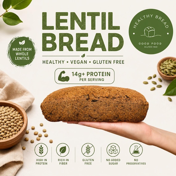 Vegan Lentil Bread | Gluten Free, Grain Free, High Protein Loaf