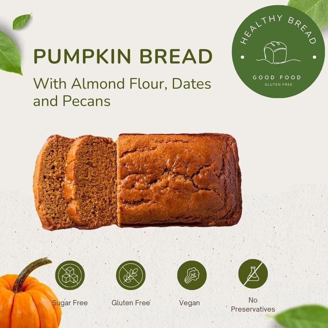 Vegan Paleo Pumpkin Bread: Almond Flour, Dates, Walnuts