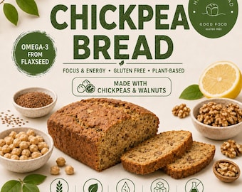 Focus & Energy Chickpea Walnut Bread | Gluten Free | Plant-Based | Nutrient-Dense