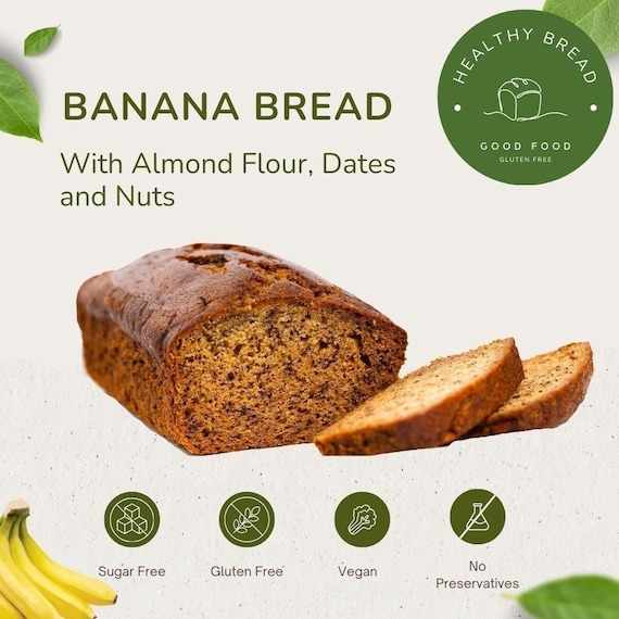 Vegan Paleo Banana Bread: Almond Flour, Dates, Walnuts