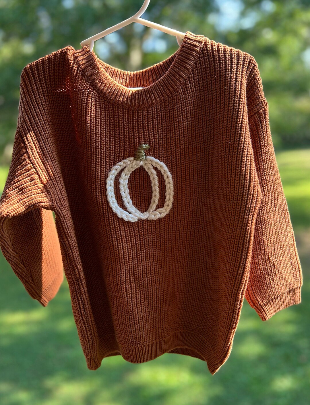 Bronze / Rust Colored Children's Chunky Knit Embroidered Sweater - Etsy