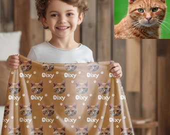 Manta personalizada para gatos, regalo para amantes de los gatos, manta con foto personalizada, manta con foto para mascotas, manta con foto personalizada, regalo para papá gato, regalo para mamá gato