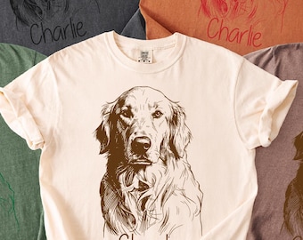 Custom Pet T Shirt with Pet Photo Name, Personalized Pet Portrait Tee, Custom Dog Graphic Tee, Custom Pet Art Shirt, Pet Lover Gift