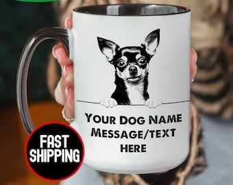 Regalo personalizado para amantes de los perros chihuahua, taza para mascotas, regalo personalizado con nombre de perro para los amantes del café, regalo para perros, regalo divertido para perros chihuahua, regalo de cumpleaños para perros