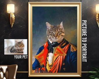 Custom Pet Portrait Royal Cat Painting Pet Lovers Gift Royal Portrait Pet Portrait gift Animal painting Wall Decor Renaissance Pet Art Gifts
