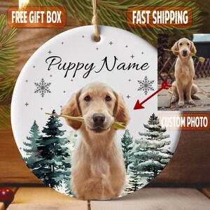 Personalized Puppy Picture Ornament, Custom Dog Ornament, Christmas Gifts, Gift For Dog Owners, Gift For Pet Lovers, Christmas Ornament