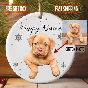 Personalized Puppy Picture Ornament, Custom Dog Ornament, Christmas Gifts, Gift For Dog Owners, Gift For Pet Lovers, Christmas Ornament