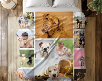 Aangepaste familie hondendeken met huisdierfoto aangepaste hondendeken Gepersonaliseerde hondendekens Kat fotodeken Huisdier fotodeken voor hond vader moeder