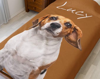 Personalisierte Haustier Decke mit Haustier Foto + Name Personalisierte Hunde Portrait Decke Personalisierte Hundedecke Katzen Bild Decke Haustier Foto Hund Dad Geschenk