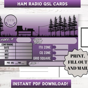 Schede QSL per radioamatori, Schede QSL per radioamatori, Parks on the Air, POTA, PostCard, Stampabili
