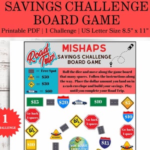 Road Trip Savings Game Board: Fun Money Saving Challenge (Instant Download)