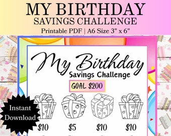 Birthday Savings Challenge: A6 Budget Binder Tracker (PDF Instant Download)