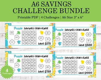 Puzzle Savings Challenge Bundle: A6 Mini Trackers (Digital Download)