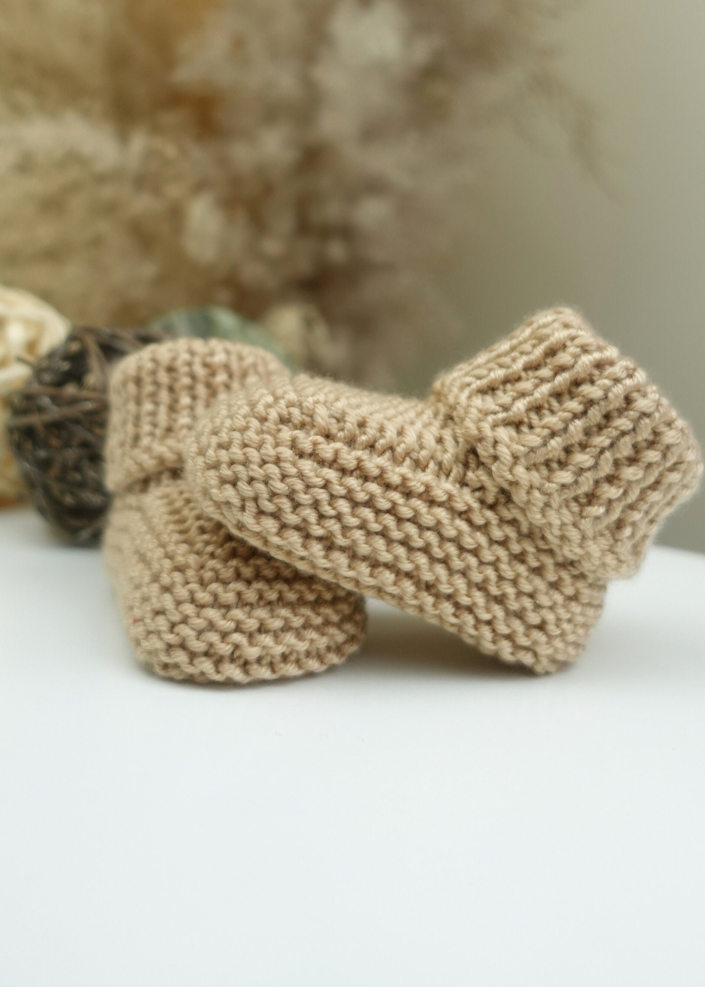Baby girl newborn knit booties main image 1