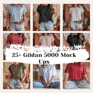 Gildan 5000 T-Shirt Mockup Bundle | High-Quality Mockups | Print on Demand POD Mockup | Flat Lay & Lifestyle Shirt Mockup | Digital Download