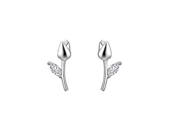 s925 Sterling silver tulip earrings Rose Flower earrings