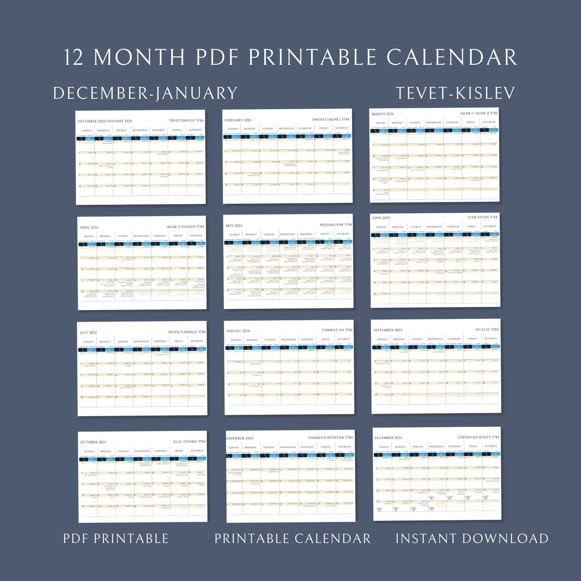 Printable Jewish Calendar 5784, Hebrew Calendar, Religious Calendar 2024, Jewish Calendar 2024, Bible Calendar, Printable Jewish Calendar - Etsy printable-jewish-calendar-5784-hebrew-calendar-religious-calendar-2024-jewish-calendar-2024-bible-calendar-printable-jewish-calendar-etsy