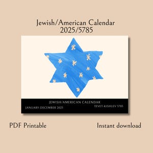 printable Jewish Calendar 5785, Hebrew Calendar, religious calendar 2025, jewish calendar 2025, gregorian calendar, pdf jewish calendar