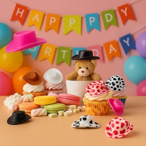 Mini Cowgirl Hats: Western Party Bottle Toppers, Baby Shower Decorations