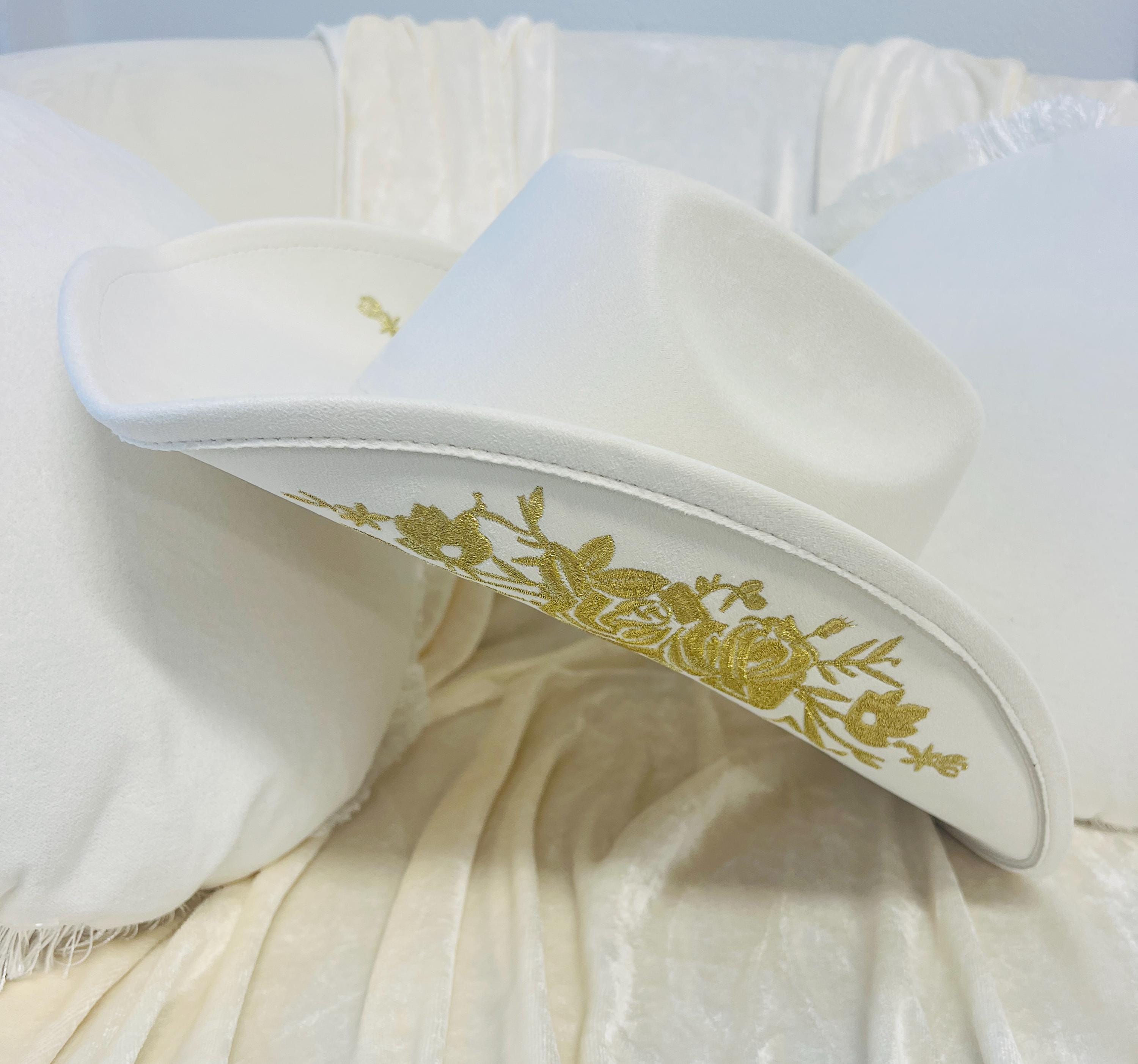 White Bridal Women\'s Felt Western Hat with Pearl Floral Pin Bridal Cowgirl Hat Bride Cowgirl Hat with Pearl Veil – Mirth Merry main image 2