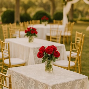 Lace Tablecloth: Floral Embroidered Wedding Linen Table Decor, Romantic Victorian Vintage Elegant Party Decoration image 6