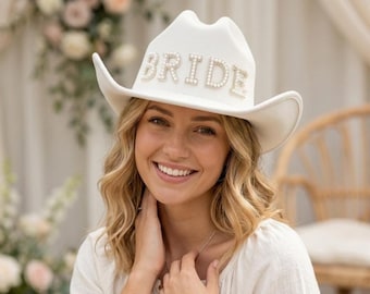 Bride Pearl Cowgirl Hat: Rhinestone Nashville Bachelorette 