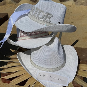 Bride Pearl Cowgirl Hat: Western Bachelorette Party Bridal Accessory