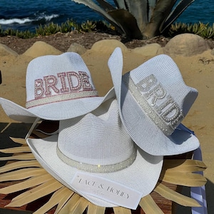 Bride Pearl Cowboy Hat, Cowgirl Hat, Western Bachelorette Party Bridal Accessory,Nashville Country Veil