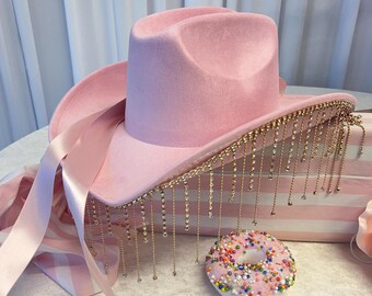 Bachelorette Party Cowgirl Hat,Bride Cowgirl Hat,Bridesmaid Disco Party Cowgirl,Bridal Shower Fringed Hat,Nashville Cowboy Hat,Birthday Hat