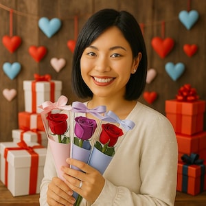 Red Roses,Single Artificial Rose Box,Flower Gift,Wedding Rose Gift Box,Valentine,Mother Day Graduation,Wedding,Christmas,Birthday Rose Favor