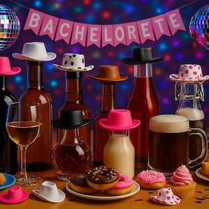 Disco Mini Cowboy Hats for Bachelorette,Western Cowgirl Bachelorette,Shooter Hats Party Favors,Nashville Last Rodeo Bash,Hangover Kits