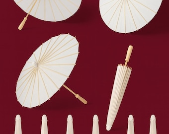 Wedding Ceremony Umbrella: Handmade Elegant Bridal Decor, Beach Photo Prop, Guest Wood Paper Parasol