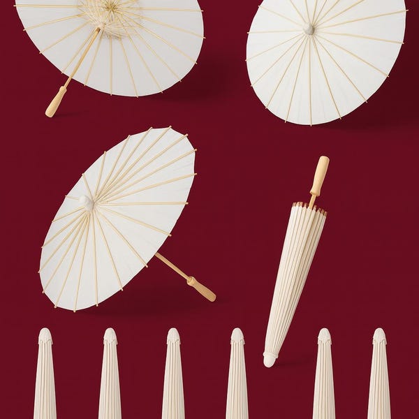 Wedding Ceremony Umbrella: Handmade Elegant Bridal Decor, Beach Photo Prop, Guest Wood Paper Parasol