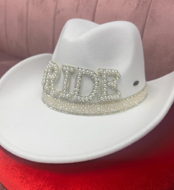 Pearl Bride Cowboy Hat: Western Cowgirl Bachelorette Nashville Texas Bridal Shower Party Stone Hat