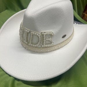 Pearl Bride Cowboy Hat: Western Cowgirl Bachelorette Nashville Texas Bridal Shower Party Stone Hat image 11
