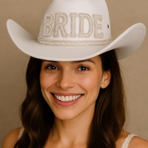 Bride Pearl Cowgirl Hat: Rhinestone Bachelorette Party Cowboy Hat