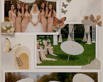 Wedding Guest Paper Umbrella: Handmade Beach Picture Party Ceremony Parasol 23/33   Wood Paper